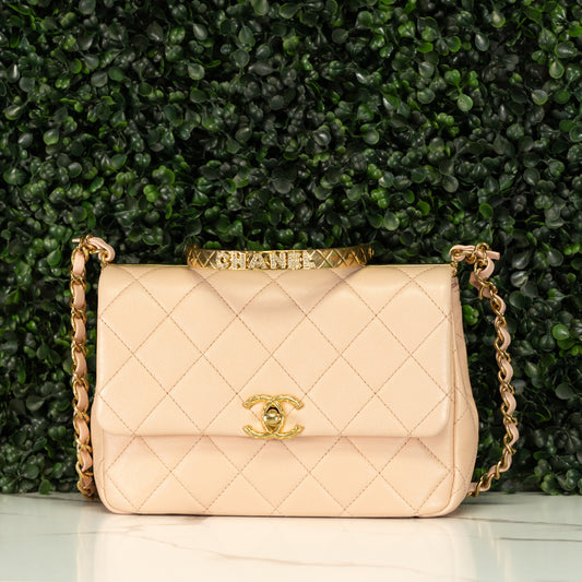 Chanel 24C mini Flapbag with Handle Light Pink