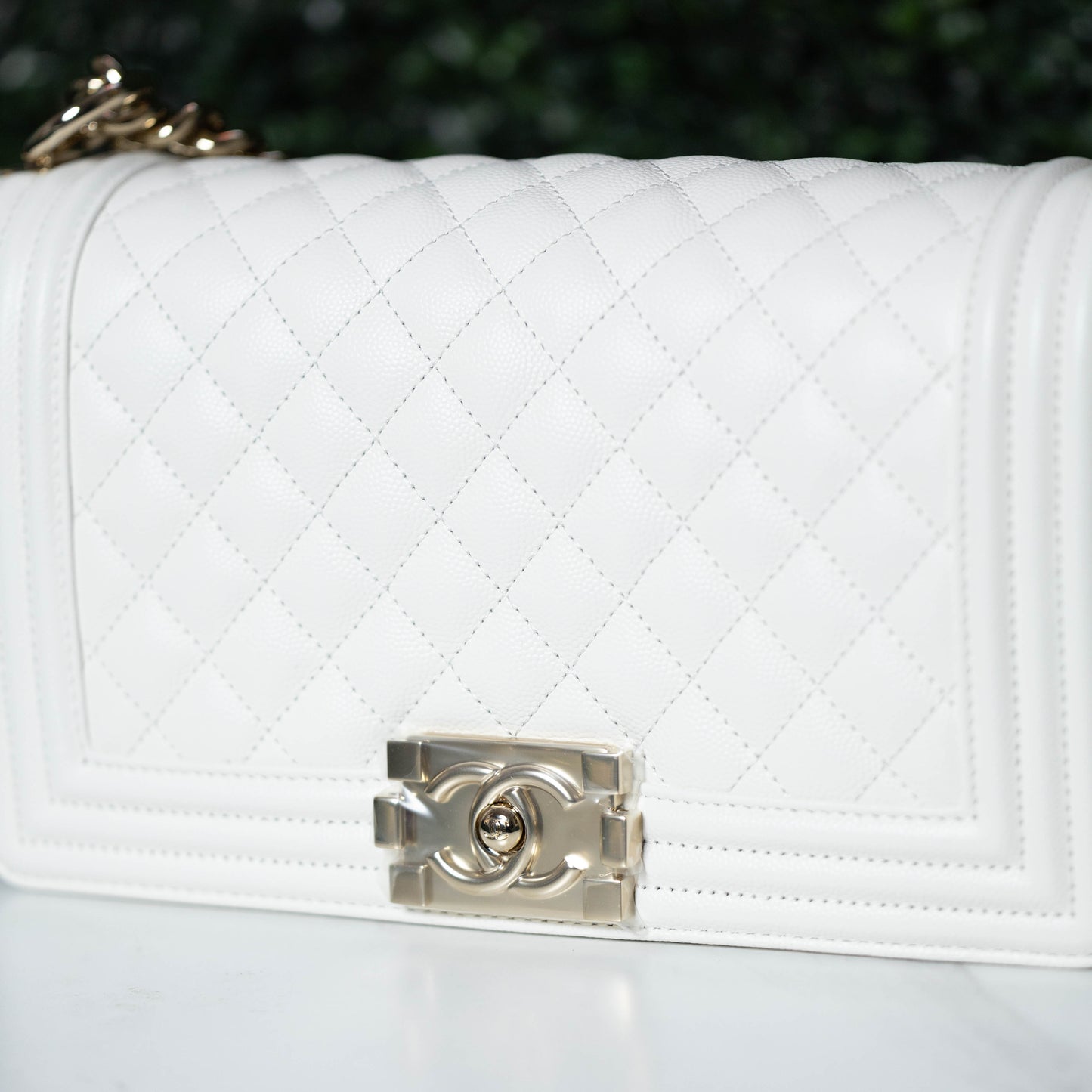 Chanel Boy Bag White with Gold Hardware 23A