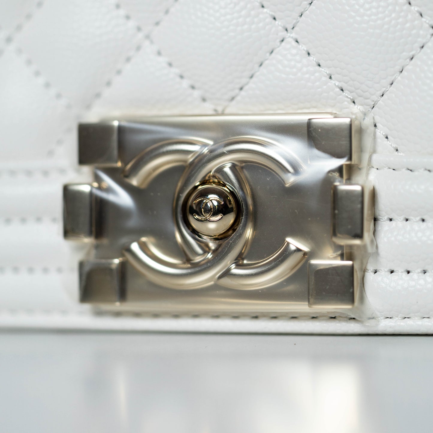 Chanel Boy Bag White with Gold Hardware 23A