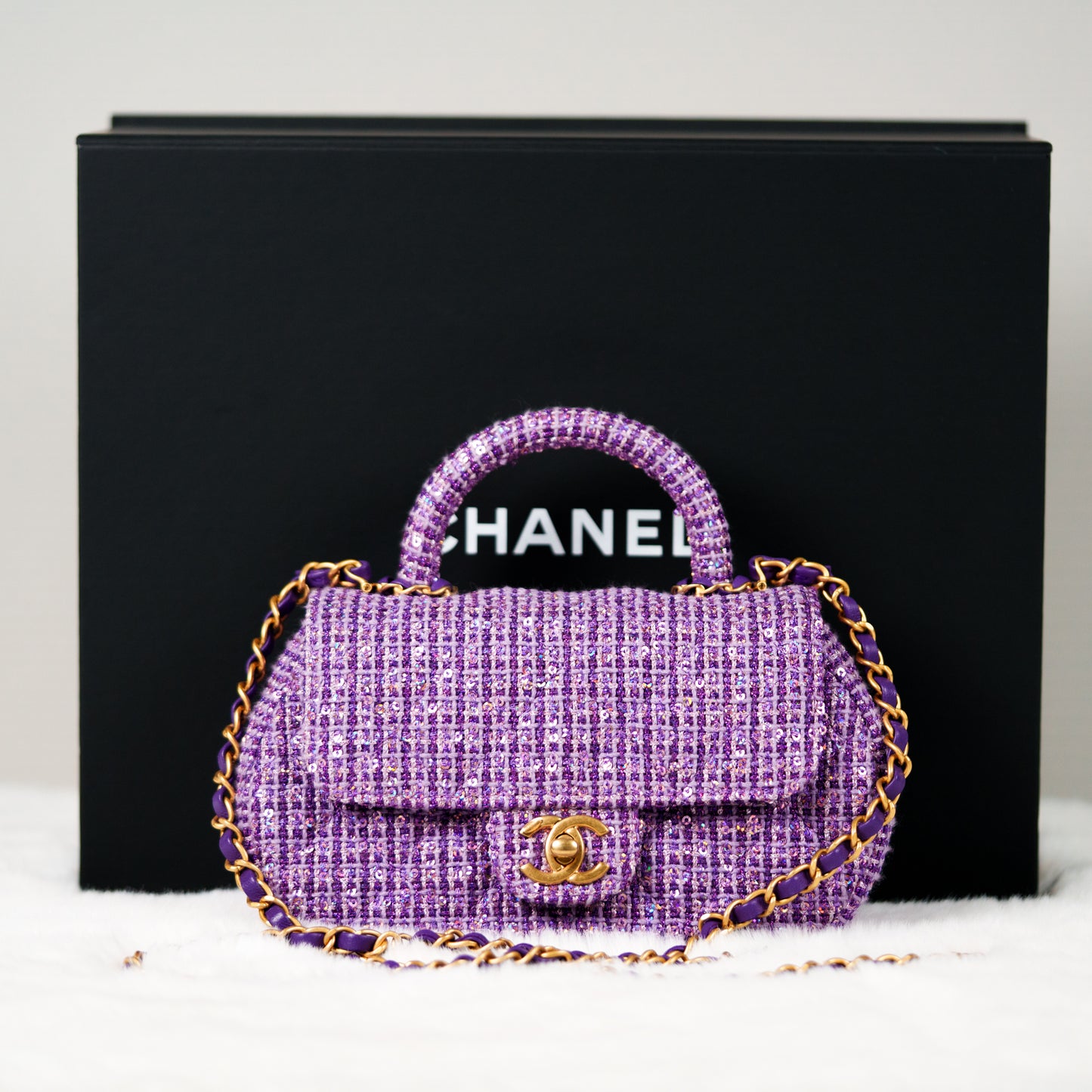 Chanel Tweed Mini Sequin Flap Bag