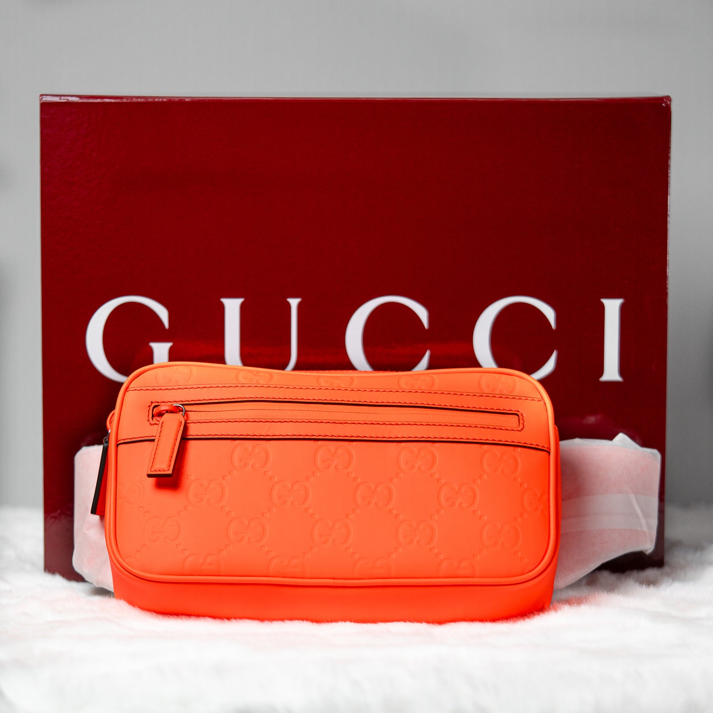 GG Rubber-Effect Belt Bag - Orange