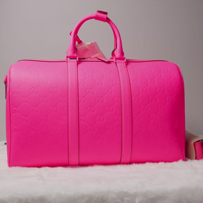 GG Rubber-Effect Large Duffle Bag - Pink