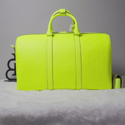 GG Rubber-Effect Large Duffle Bag - Yellow