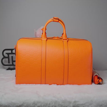 GG Rubber-Effect Large Duffle Bag - Orange