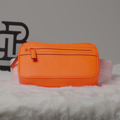 GG Rubber-Effect Belt Bag - Orange