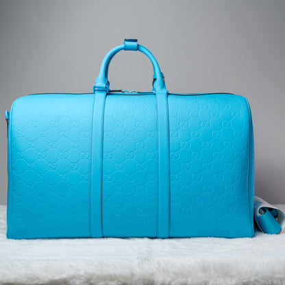 GG Rubber-Effect Large Duffle Bag - Blue