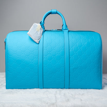 GG Rubber-Effect Large Duffle Bag - Blue