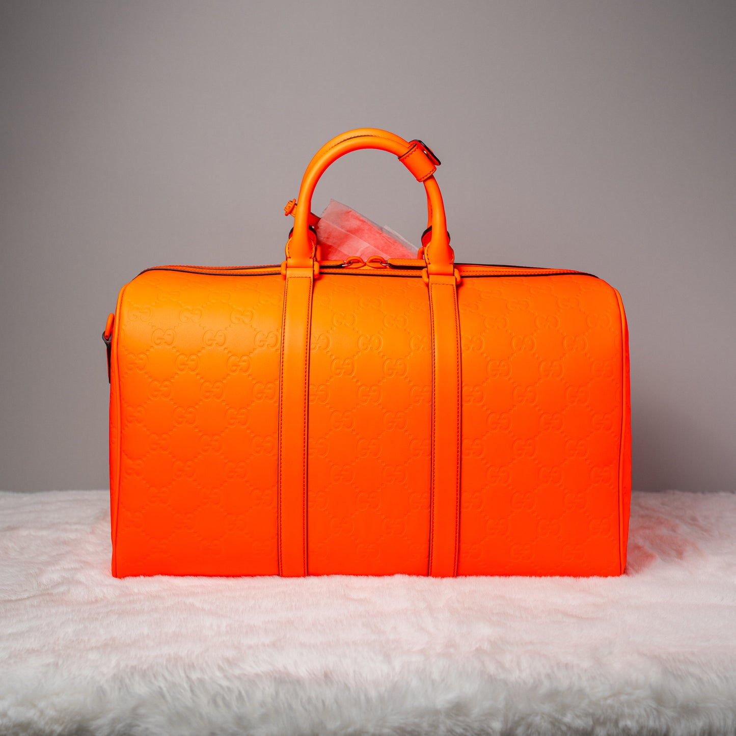 GG Rubber-Effect Large Duffle Bag - Orange