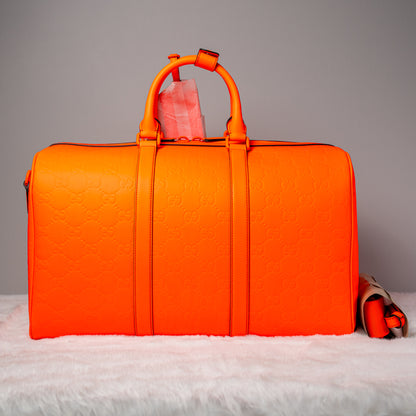 GG Rubber-Effect Large Duffle Bag - Orange