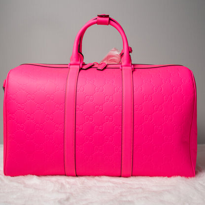 GG Rubber-Effect Large Duffle Bag - Pink