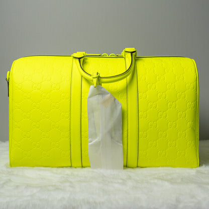 GG Rubber-Effect Large Duffle Bag - Yellow